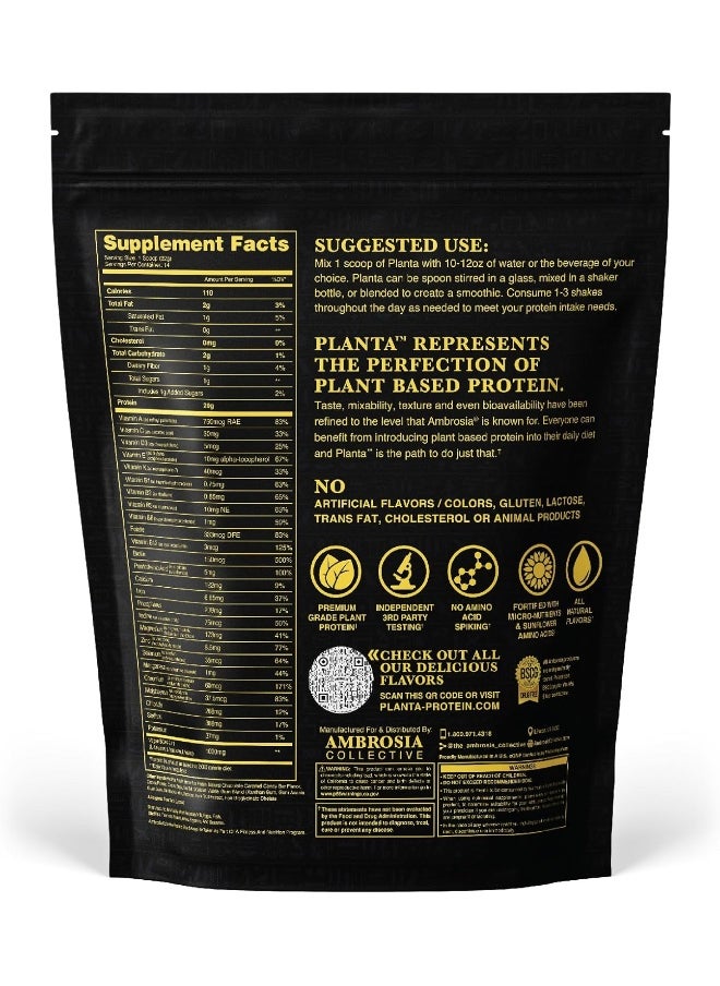 Planta - Premium Organic Plant-Based Protein | Vegan & Keto Friendly | Gourmet Flavors With No Bloating Or Stomach Upset | Gluten & Soy Free | No Added Sugar | 14 Servings | (Candy Bar)