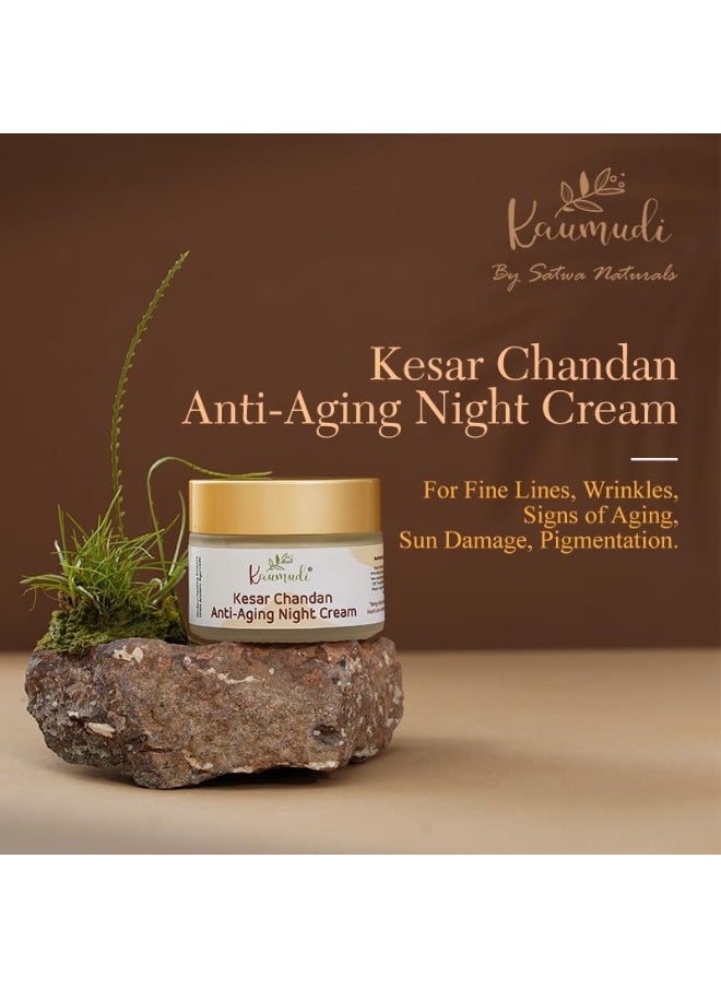 Kesar Chandan Anti-Aging Night Cream | Handmade with Natural Ingredients | For Signs of Aging, Fine Lines, Wrinkles | Reduces Sun Damage & Pigmentation | Hydrate & Moisturizes | All Skin Types | No Artificial Color | No Artificial Fragrance | Sulphate, Paraben & SLS free | 40 GM / 1.41 fl Oz
