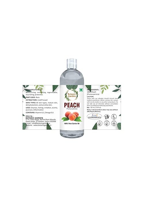 BOTANIC GARDEN Peach Oil 100 Pure Natural Undiluted oil Natural Therapeutic Grade Cold Pressed for Skin Hair 200 ML