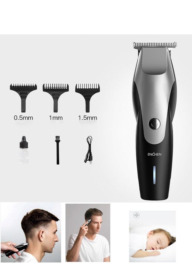 Enchen Hair Clipper Rechargeable Electric, Detachable and Washable Head, Rechargeable 10w High Power, Four-hour Battery Life, Low Noise