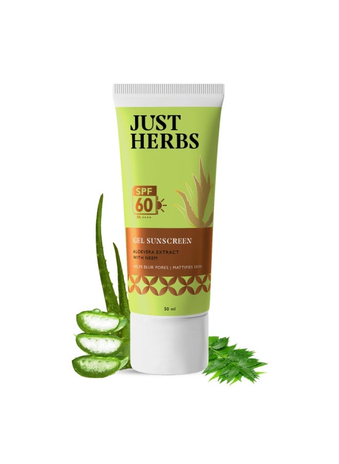 Silicone-free Gel Primer Sunscreen | SPF 60 PA++++ | Broad Spectrum UVA/B & Blue Light Protection | No white cast | For Makeup Lovers | Blurs Pores & Mattifies Skin | Aloe Vera Extract & Neem | Ceramide & Peptide | In-Vitro Tested | Matte Finish