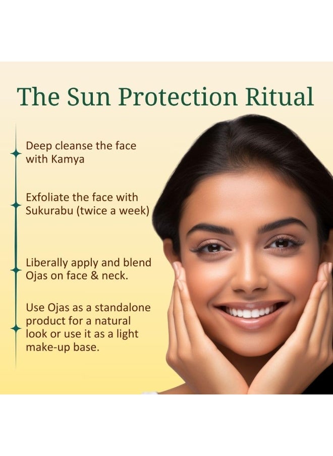 Ojas - SPF-30 PA+++ Mineral Based Tinted Sunscreen for Flawless Sun Protection | Protection Against UVA/UVB rays | Lightweight & no white cast | For All Skin Types | 30 ml