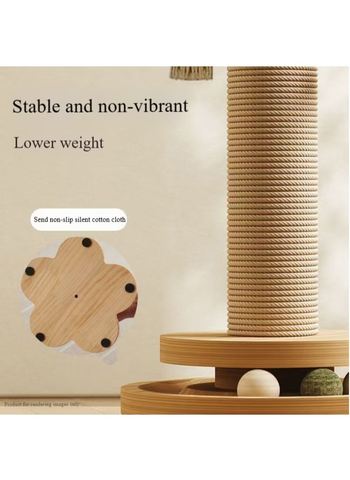 Pet Solid Wood Cat Scratching Post with Rolling Track - Multifunctional Cat Activity Center