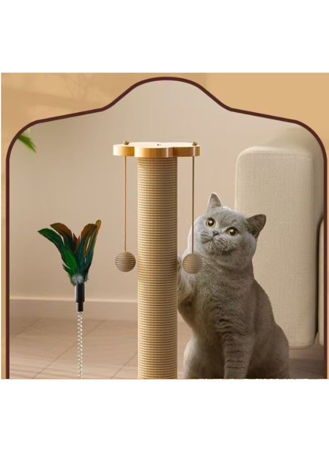 Pet Solid Wood Cat Scratching Post with Rolling Track - Multifunctional Cat Activity Center