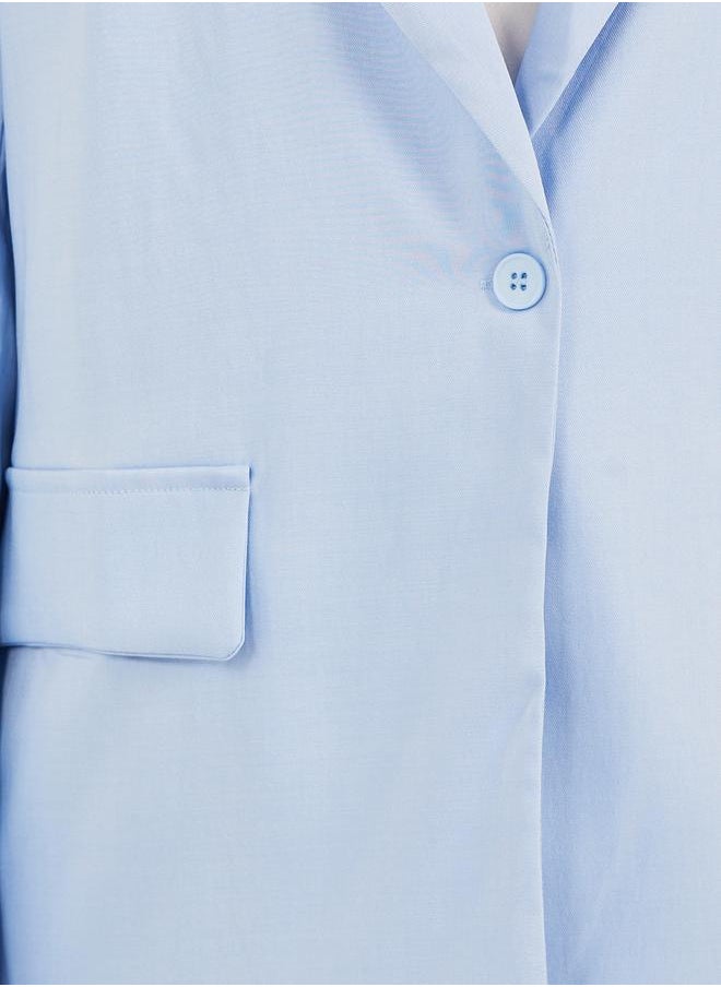 Regular Fit Linen Blazer with Pockets
