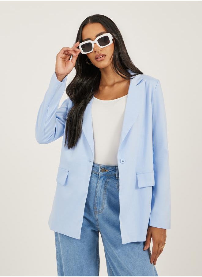 Regular Fit Linen Blazer with Pockets