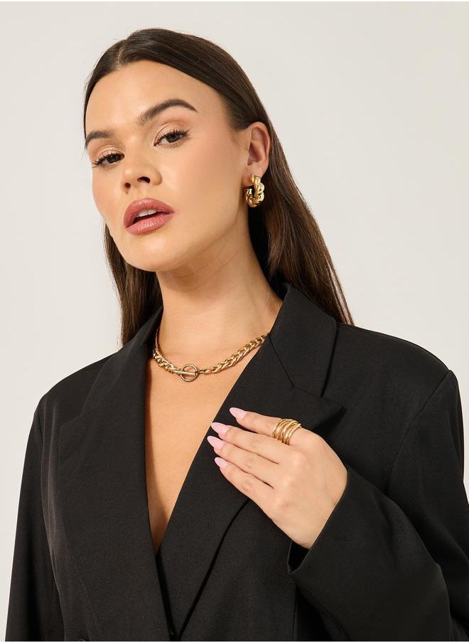 Double Breasted Notch Lapel Neck Longline Blazer