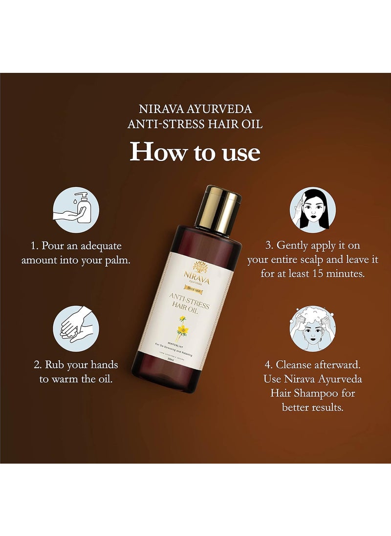 Nirava Ayurveda AntiStress Hair Oil I Relaxes and Refreshes I Helps Reduce Stress I Promotes Sleep Quality I With Sesame Oil and Ramacham I 100 Ayurvedic
