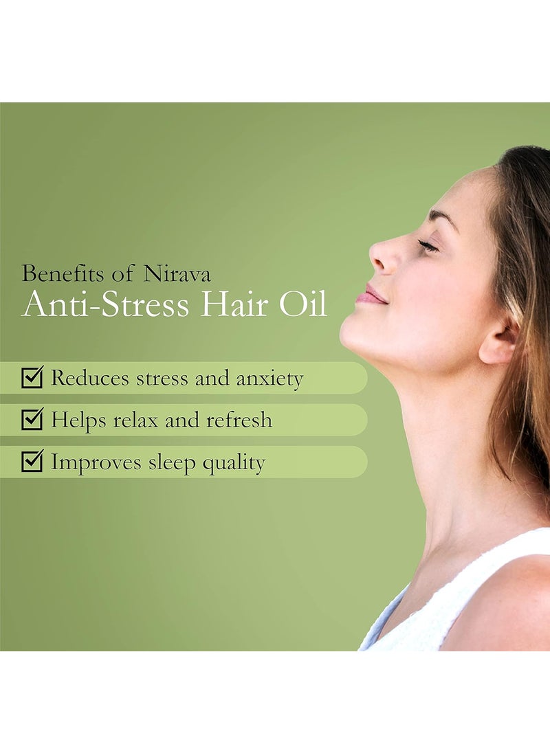 Nirava Ayurveda AntiStress Hair Oil I Relaxes and Refreshes I Helps Reduce Stress I Promotes Sleep Quality I With Sesame Oil and Ramacham I 100 Ayurvedic