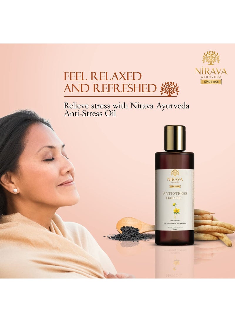 Nirava Ayurveda AntiStress Hair Oil I Relaxes and Refreshes I Helps Reduce Stress I Promotes Sleep Quality I With Sesame Oil and Ramacham I 100 Ayurvedic