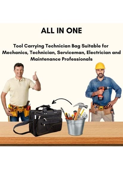 GIRIRAJ CANVAS HUB Heavy Duty Sturdy Material Executive Bag in Matte Black Sturdy Canvas Tool Carrying Bag Executive Bag Technician Bag Tool Holster Service Bag for Men and Women Medium Size