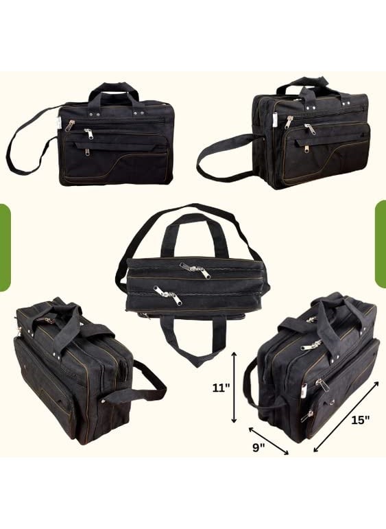 GIRIRAJ CANVAS HUB Heavy Duty Sturdy Material Executive Bag in Matte Black Sturdy Canvas Tool Carrying Bag Executive Bag Technician Bag Tool Holster Service Bag for Men and Women Medium Size