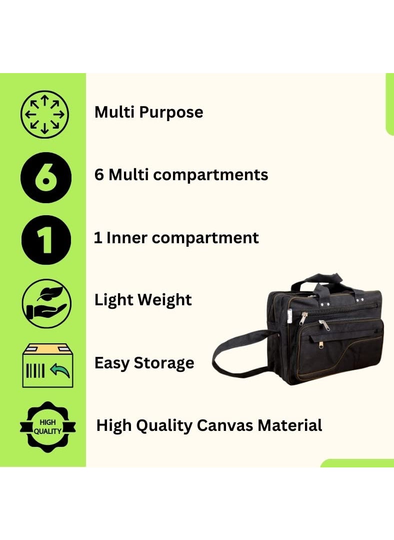 GIRIRAJ CANVAS HUB Heavy Duty Sturdy Material Executive Bag in Matte Black Sturdy Canvas Tool Carrying Bag Executive Bag Technician Bag Tool Holster Service Bag for Men and Women