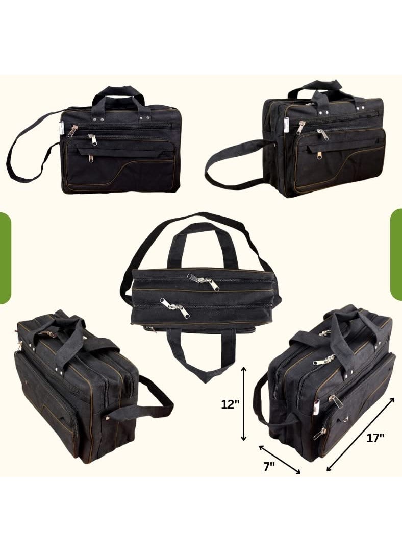 GIRIRAJ CANVAS HUB Heavy Duty Sturdy Material Executive Bag in Matte Black Sturdy Canvas Tool Carrying Bag Executive Bag Technician Bag Tool Holster Service Bag for Men and Women
