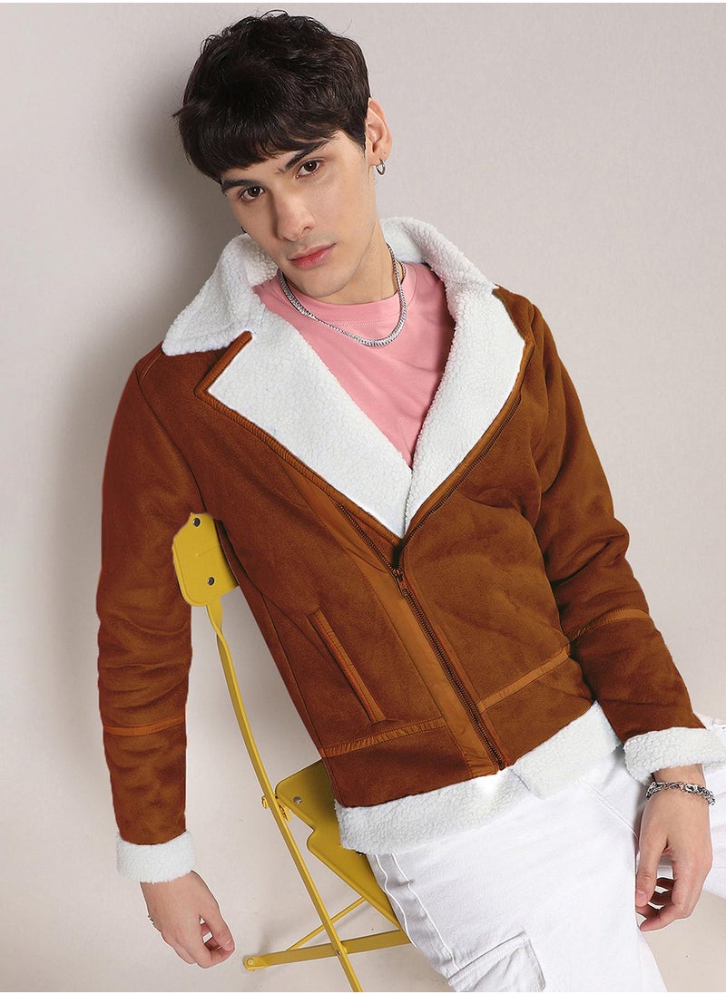 Men's Icy Blue & Chalk White Fleece Lined Biker Jacket