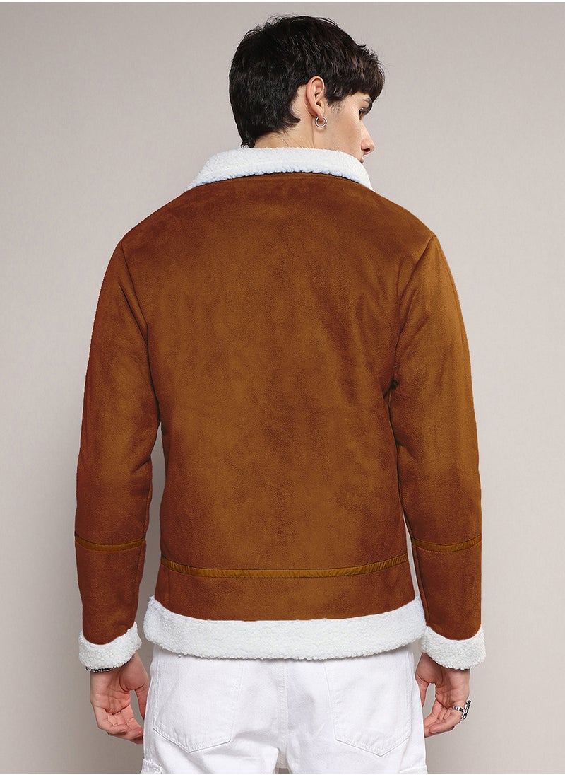 Men's Icy Blue & Chalk White Fleece Lined Biker Jacket