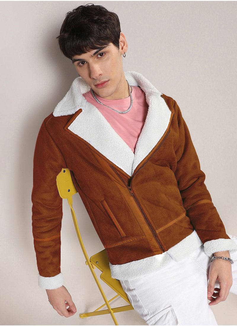 Men's Icy Blue & Chalk White Fleece Lined Biker Jacket
