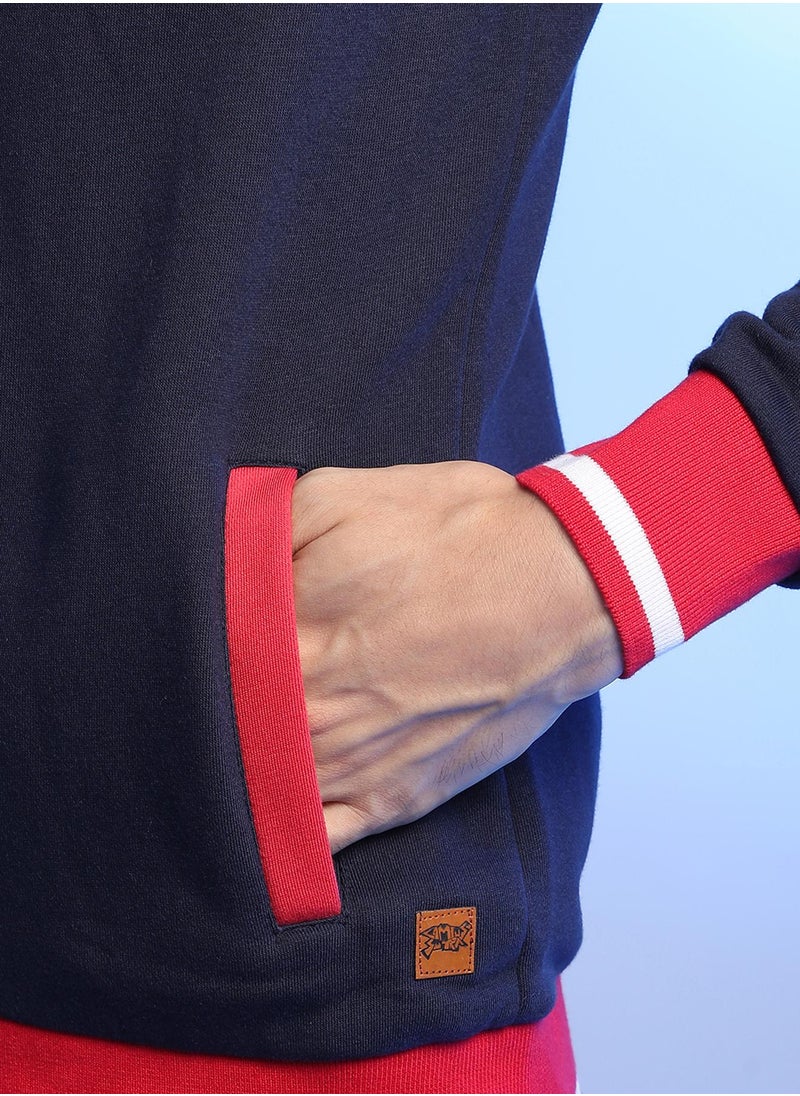 Men's Multicolour Zip-Front Jacket With Raglan Sleeve