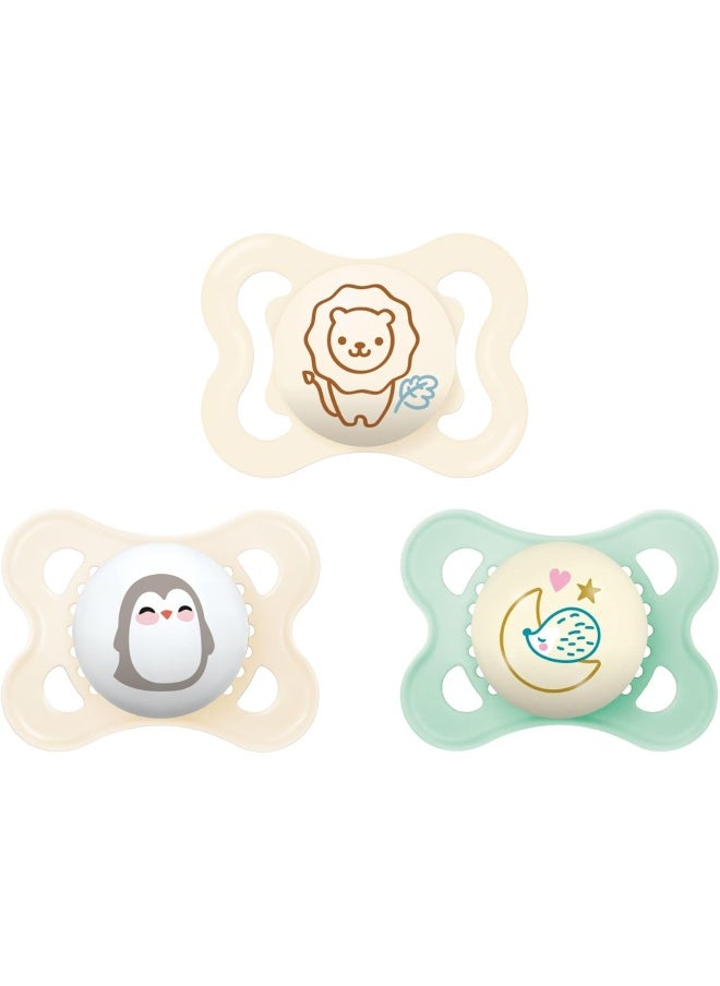 MAM Variety Pack Baby Pacifier, Includes 3 Types of Pacifiers, Shape Helps Promote Healthy Oral Development, 0-6 Months, Unisex, 3 Count (Pack of 1)