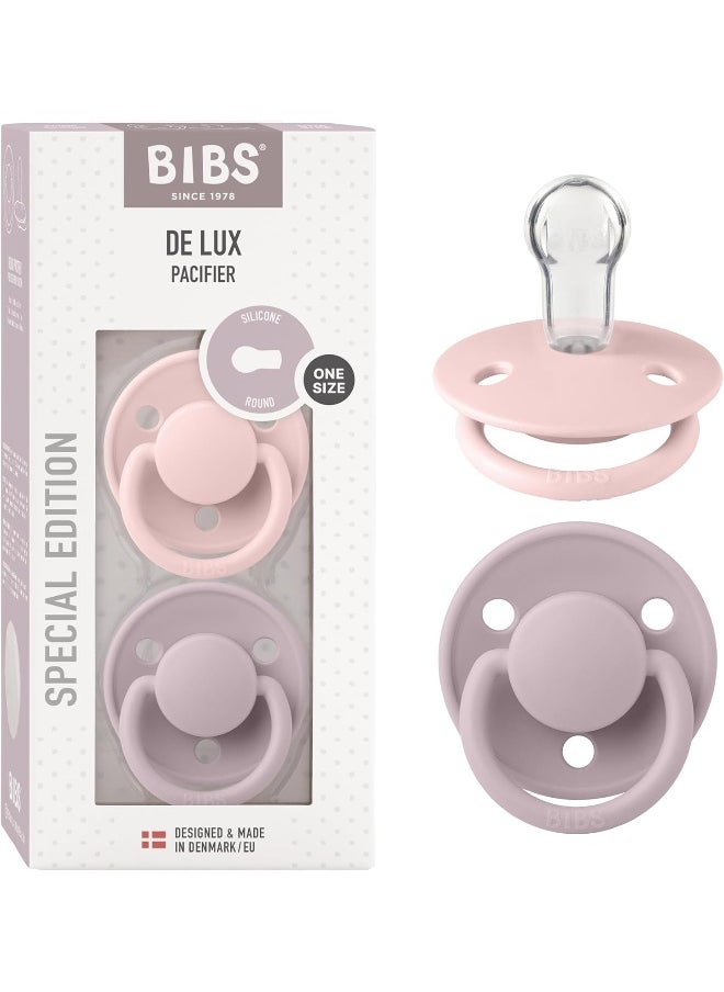 BIBS De Lux Soother 2-Pack, BPA Free Dummy Pacifier, Round Silicone, Made in Denmark