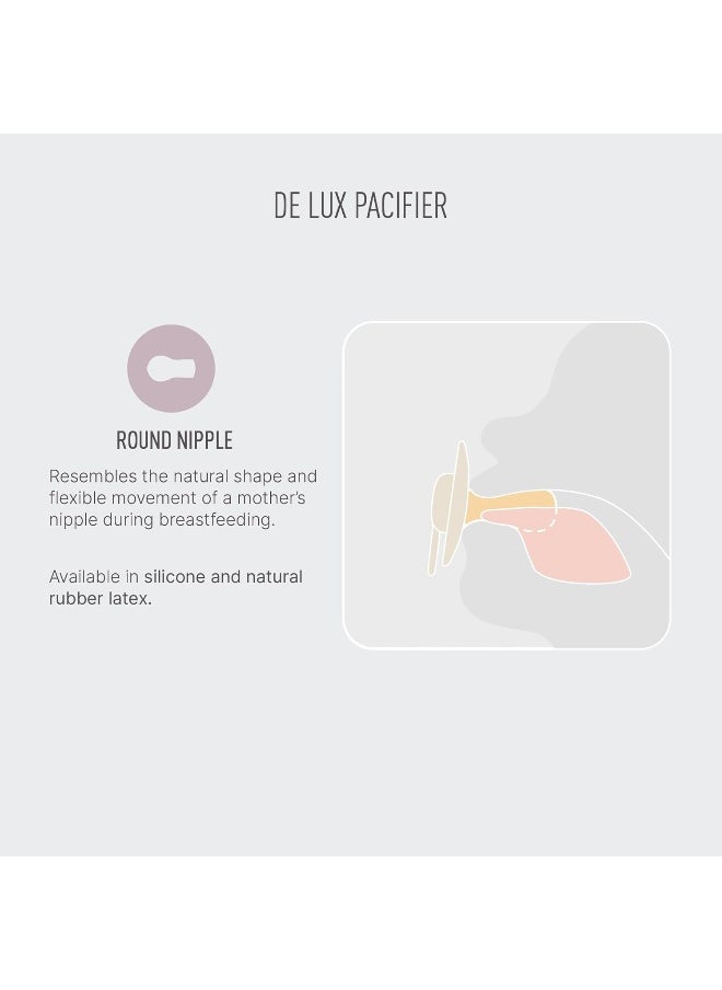 BIBS De Lux Soother 2-Pack, BPA Free Dummy Pacifier, Round Silicone, Made in Denmark