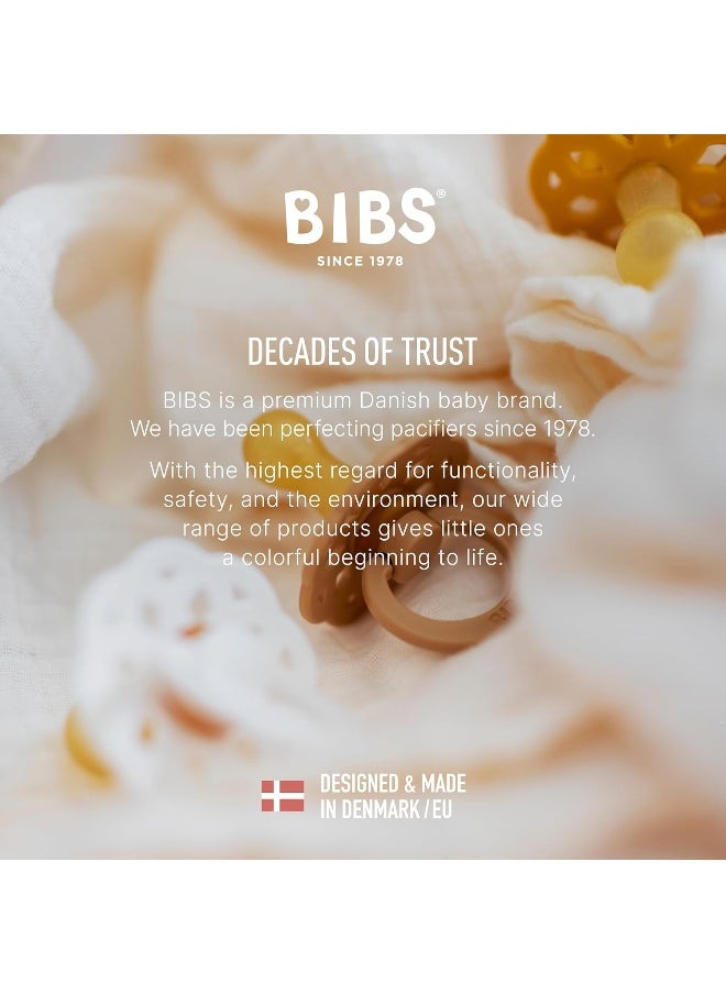 BIBS Boheme Soother 4-Pack | BPA Free Dummy Pacifier | Round Nipple | Natural Rubber Latex | Made in Denmark | Size 6-18 Months | Blossom Mix