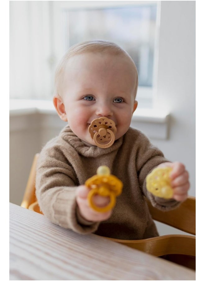 BIBS Boheme Soother 4-Pack | BPA Free Dummy Pacifier | Round Nipple | Natural Rubber Latex | Made in Denmark | Size 6-18 Months | Blossom Mix