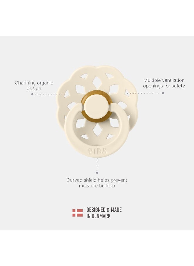 BIBS Boheme Soother 4-Pack | BPA Free Dummy Pacifier | Round Nipple | Natural Rubber Latex | Made in Denmark | Size 6-18 Months | Vanilla Mix