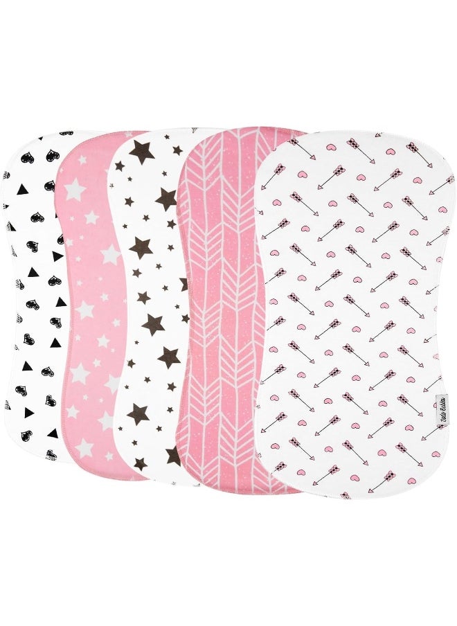 Dodo Babies Baby Burp Cloths Pack of 5 2 Pacifier Clips + Pacifier Case Premium Quality For Girls Soft and Absorbent Excellent Baby Shower/Registry Gift