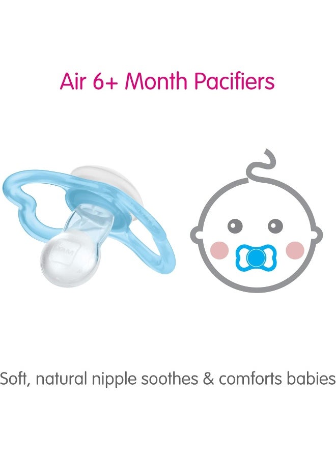 MAM Air Night & Day Baby Pacifier, For Sensitive Skin, Glows in the Dark, 3 Pack, 6-16 Months, Unisex, 3 Count (Pack of 1)