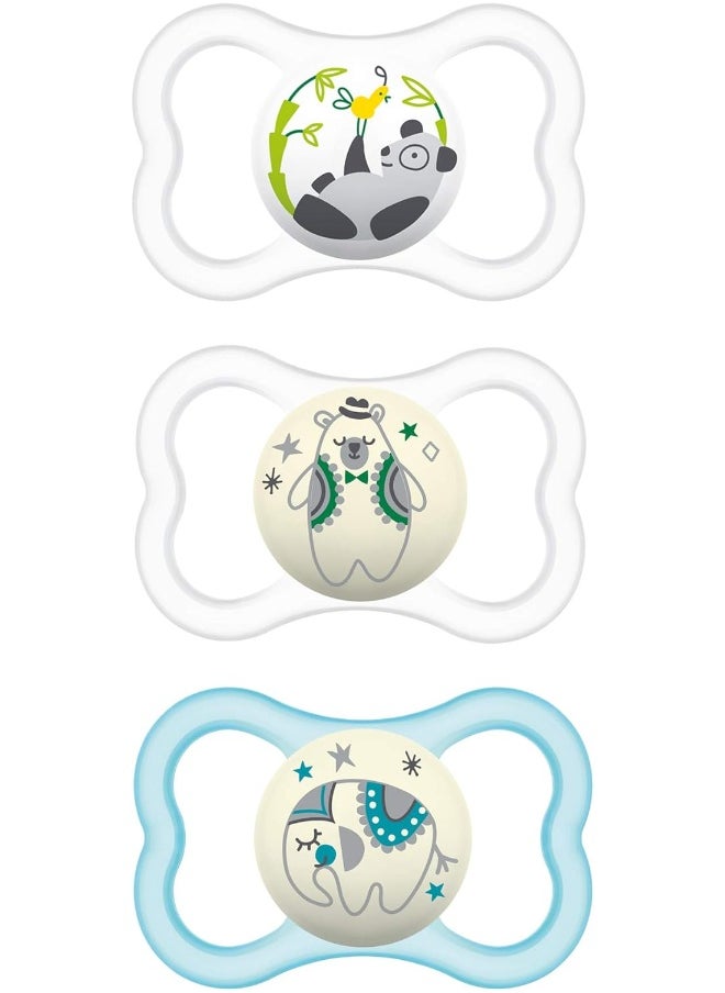 MAM Air Night & Day Baby Pacifier, For Sensitive Skin, Glows in the Dark, 3 Pack, 6-16 Months, Unisex, 3 Count (Pack of 1)