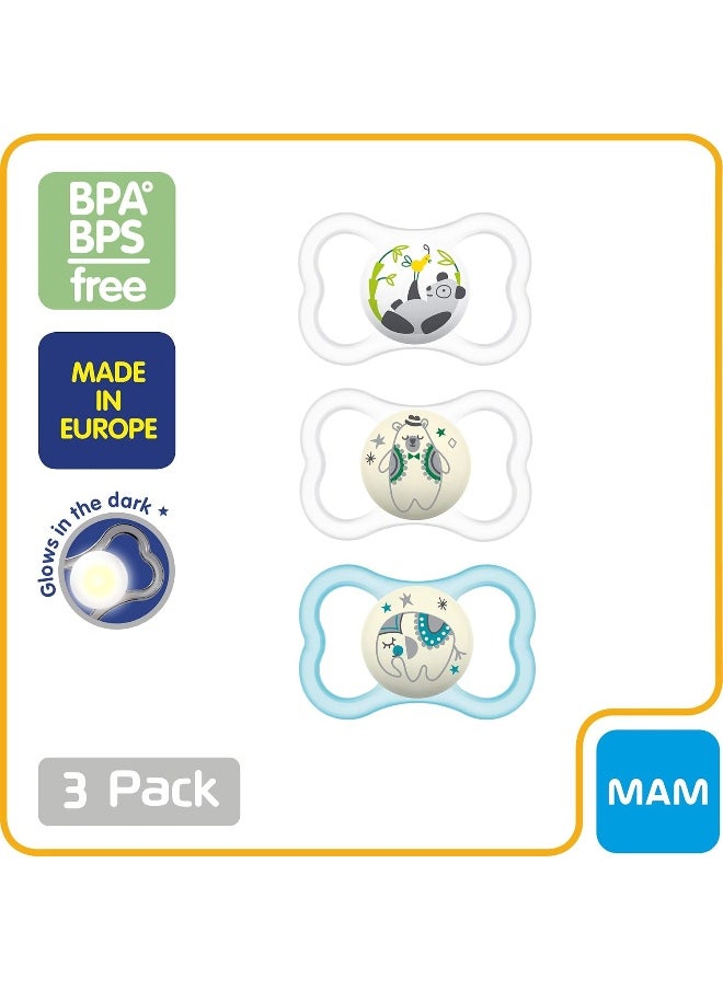 MAM Air Night & Day Baby Pacifier, For Sensitive Skin, Glows in the Dark, 3 Pack, 6-16 Months, Unisex, 3 Count (Pack of 1)