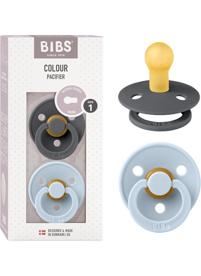 Bibs Pacifier Size 1 - Baby 0-6M (2pcs) - Iron and Baby Blue