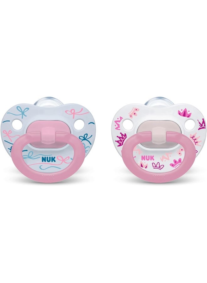 NUK Comfy Orthodontic Pacifiers, Pink Assorted, 18-36 Months, 2 Count