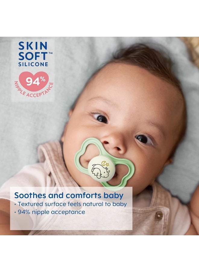 MAM Air Day & Night Baby Pacifier, for Sensitive Skin, Glows in The Dark, 3 Pack, 16+ Months, Girl, 3 Count (Pack of 1)