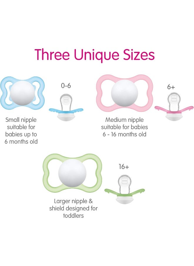 MAM Air Day & Night Baby Pacifier, for Sensitive Skin, Glows in The Dark, 3 Pack, 16+ Months, Girl, 3 Count (Pack of 1)