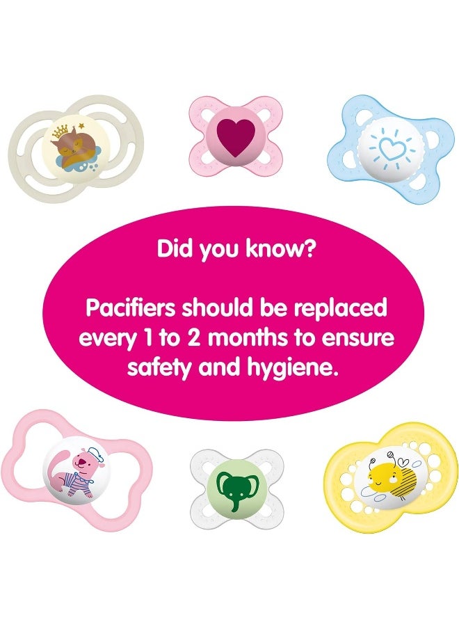 MAM Air Day & Night Baby Pacifier, for Sensitive Skin, Glows in The Dark, 3 Pack, 16+ Months, Girl, 3 Count (Pack of 1)
