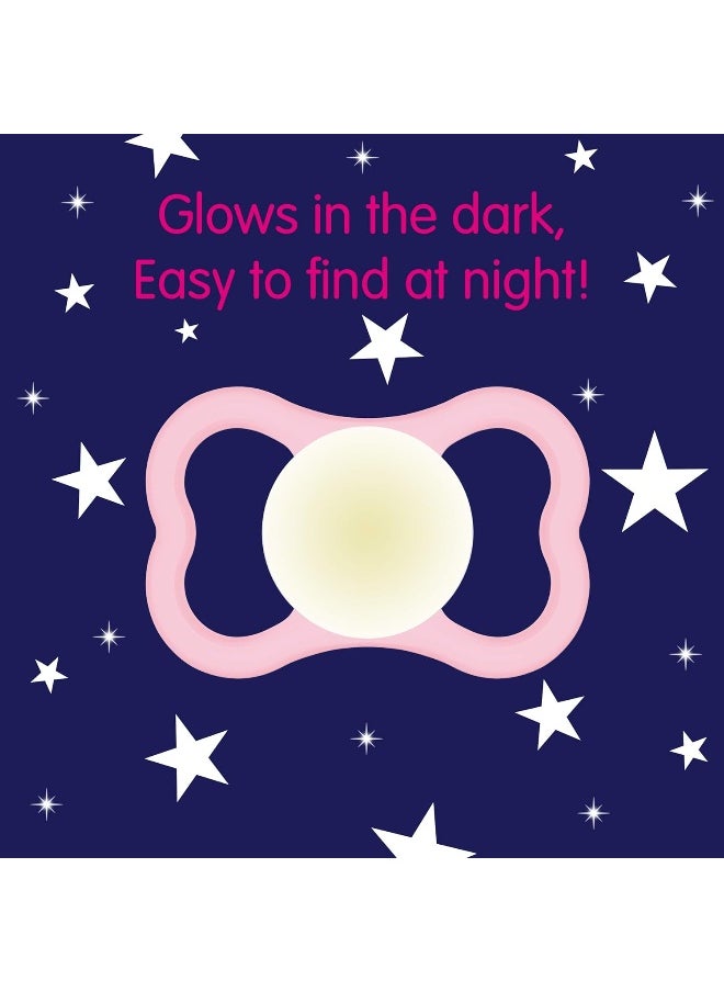 MAM Air Day & Night Baby Pacifier, for Sensitive Skin, Glows in The Dark, 3 Pack, 16+ Months, Girl, 3 Count (Pack of 1)