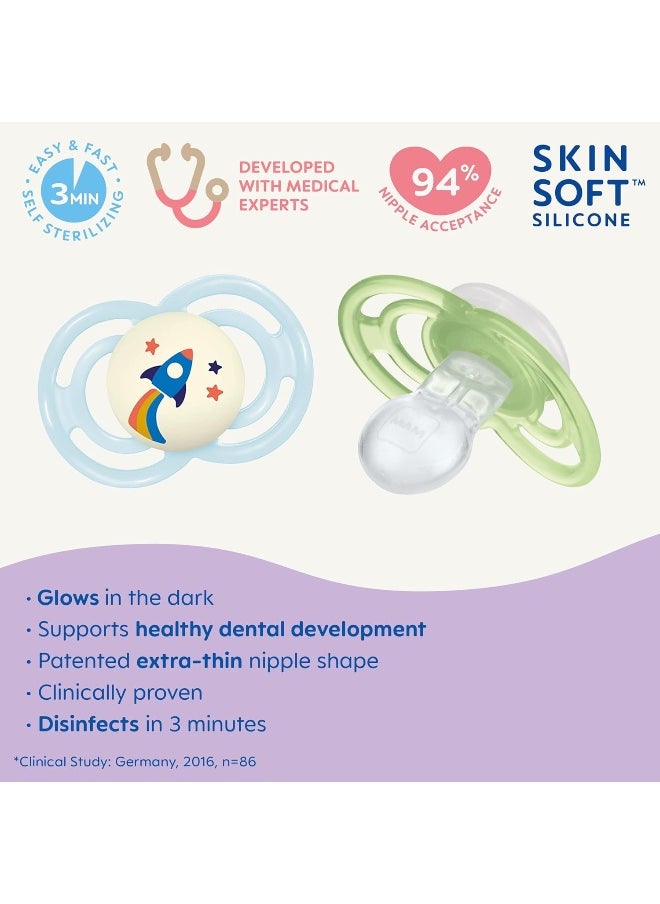 MAM Perfect Night Pacifiers, Glow in The Dark Pacifiers MAM Pacifiers 16 Plus Months, Best Pacifier for Breastfed Babies, Baby Boy Pacifier