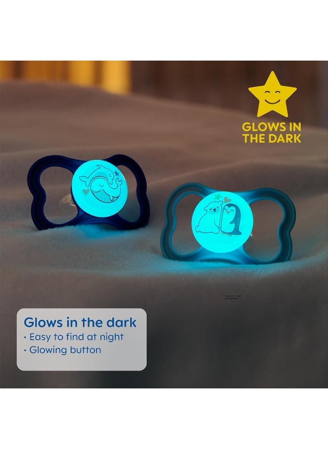 MAM Air Day & Night Baby Pacifier, for Sensitive Skin, Glows in The Dark, Boy, 6-16 Months (Pack of 3)(Packaging may vary)