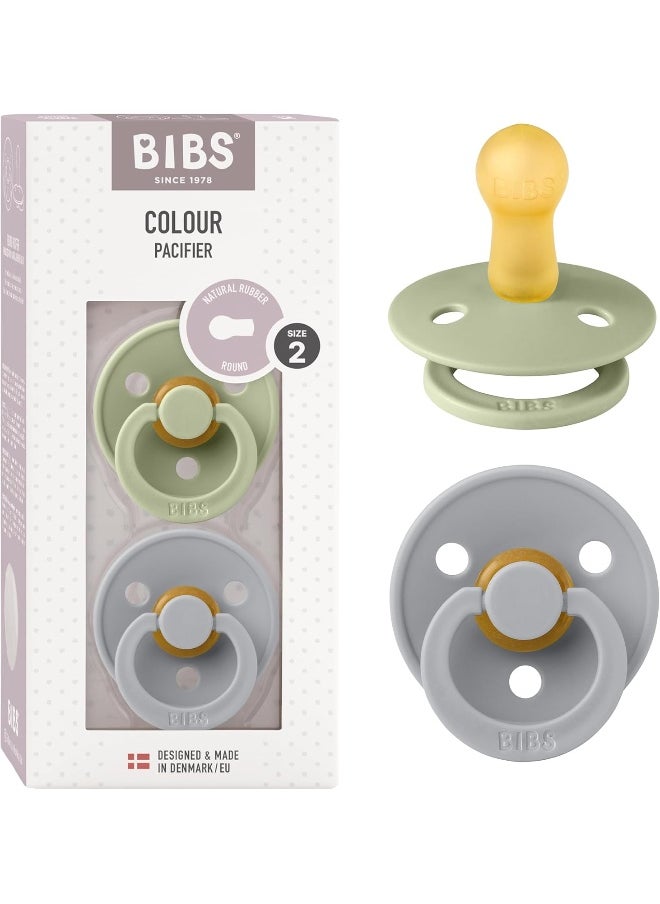BIBS Colour Soother 2 Pack | Cherry Shaped Nipple | BPA Free | Natural Rubber Dummy Pacifier | Size 2 (6-18 Months)