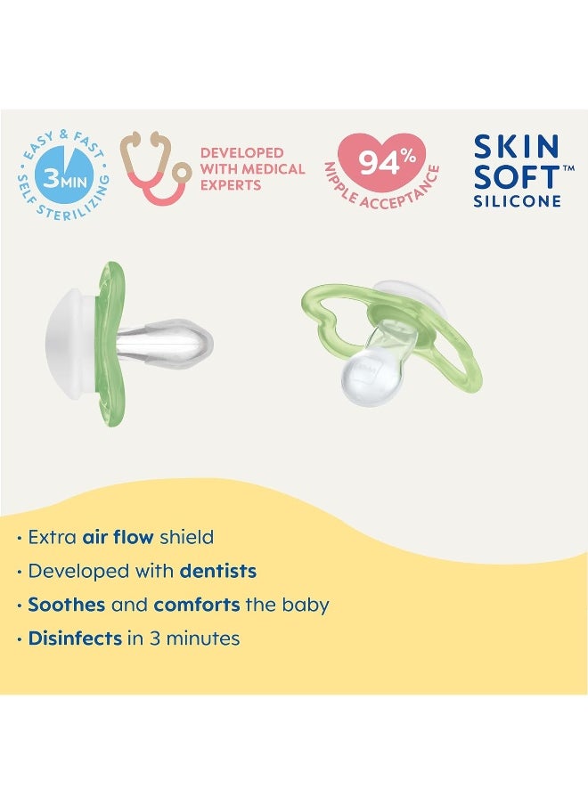 MAM Sensitive Skin Pacifiers, Baby Pacifier 6+ Months, Best Pacifier for Breastfed Babies, 'Air' Design