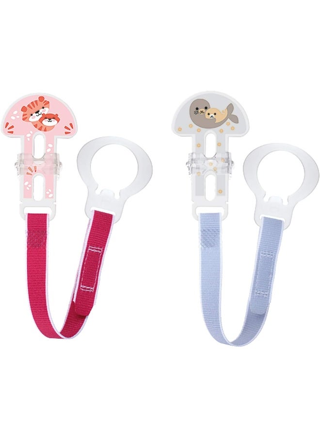 MAM Pacifier Clips, Baby Pacifier Clip, I Love Mommy' Design Collection Pacifier Clip, Girl, 2-Count