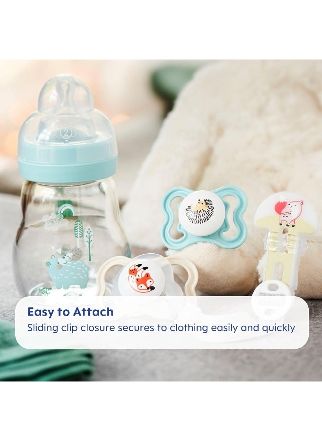 MAM Pacifier Clips, Baby Pacifier Clip, I Love Mommy' Design Collection Pacifier Clip, Girl, 2-Count