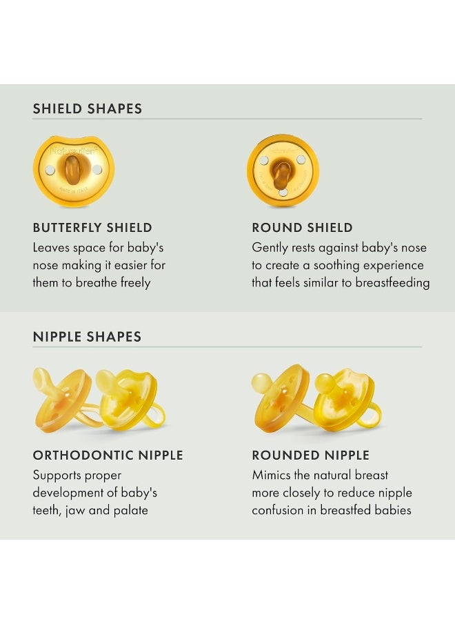 Natursutten Pacifiers 6-12 Months - 1-Pack Original Shield Orthodontic Nipple Natural Rubber Safe & Soft BPA-Free Pacifiers for Breastfeeding Babies - Newborn Pacifiers Made in Italy