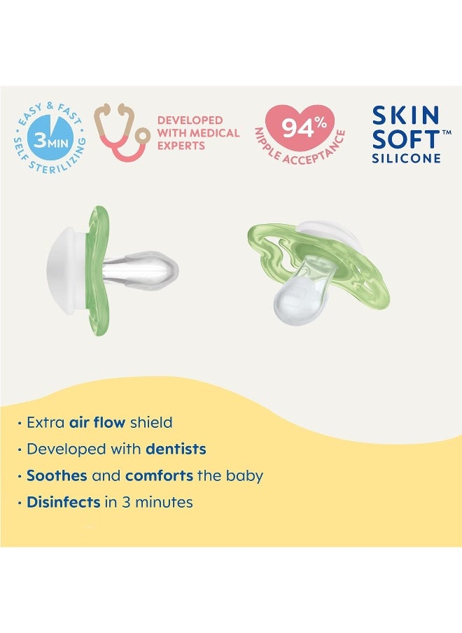 MAM Mini Air Pacifiers (2 pack), MAM Sensitive Skin Pacifier 0-6 Months, Best Pacifier for Breastfed Babies, Unisex Pacifiers, 0-6 (Pack of 2)