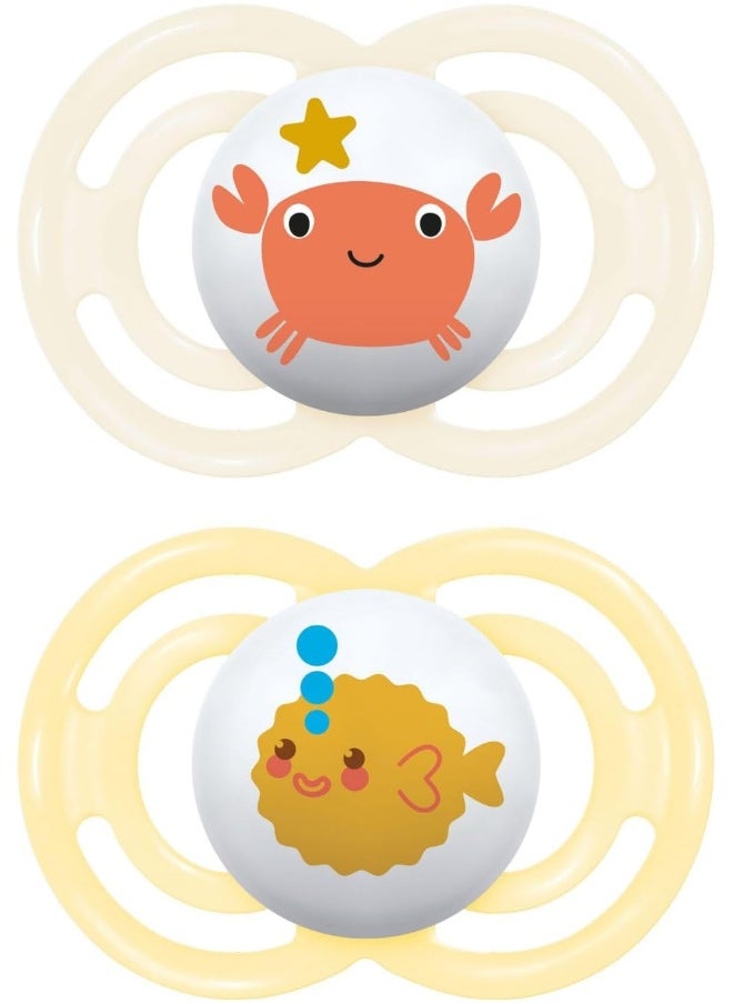 MAM Perfect Baby Pacifier, Patented, Developed with Pediatric Dentists & Orthodontists, Unisex, 6-16, 2 Count (Pack of 1)