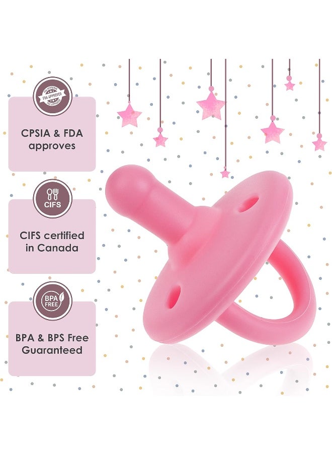 Sweet Child Pacifiers 0-18 Months, Set of 6 Ultra-Light Silicone Binkies with Collapsible Handle & 3 Air Holes for Added Safety, Best Newborn Pacifiers for Baby Boys Or Girls