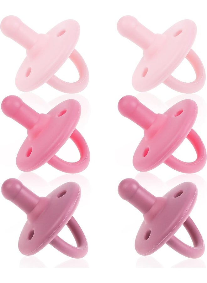 Sweet Child Pacifiers 0-18 Months, Set of 6 Ultra-Light Silicone Binkies with Collapsible Handle & 3 Air Holes for Added Safety, Best Newborn Pacifiers for Baby Boys Or Girls