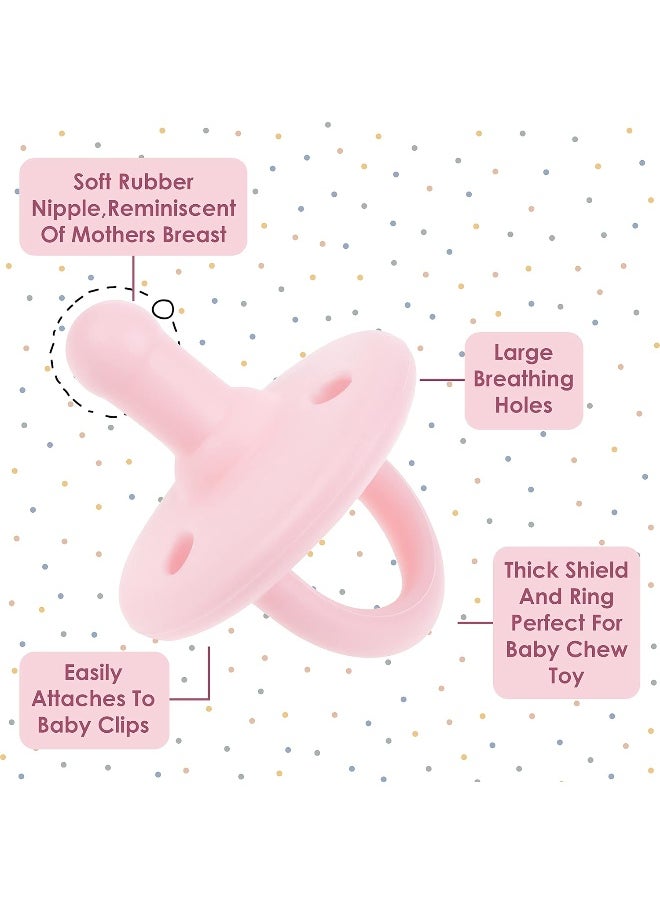 Sweet Child Pacifiers 0-18 Months, Set of 6 Ultra-Light Silicone Binkies with Collapsible Handle & 3 Air Holes for Added Safety, Best Newborn Pacifiers for Baby Boys Or Girls